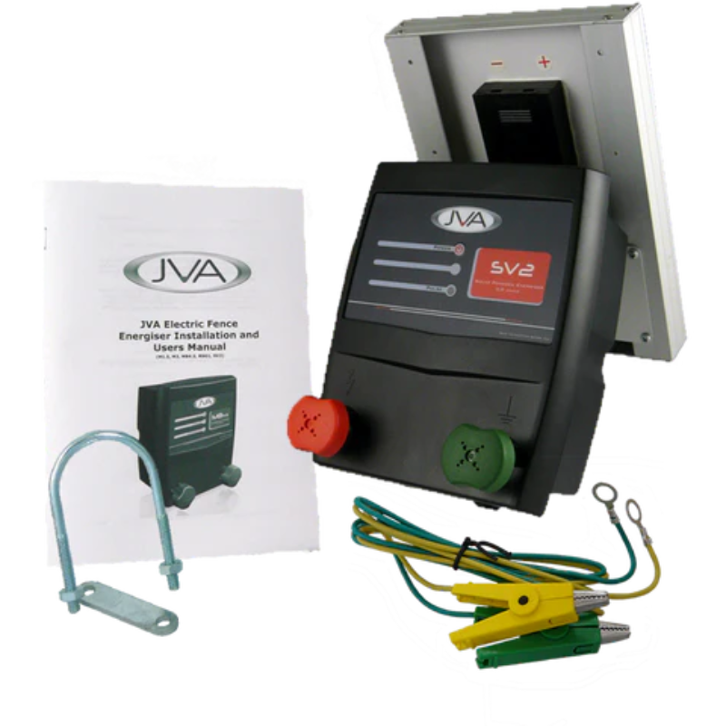 The JVA SV2 Portable Fence Energizer is designed to give you maximum performance in a compact package. Delivering up to 2 Joules of stored energy, this energizer powers fences up to 2 kilometers in length—ideal for small farms, gardens, paddocks, and pet enclosures.